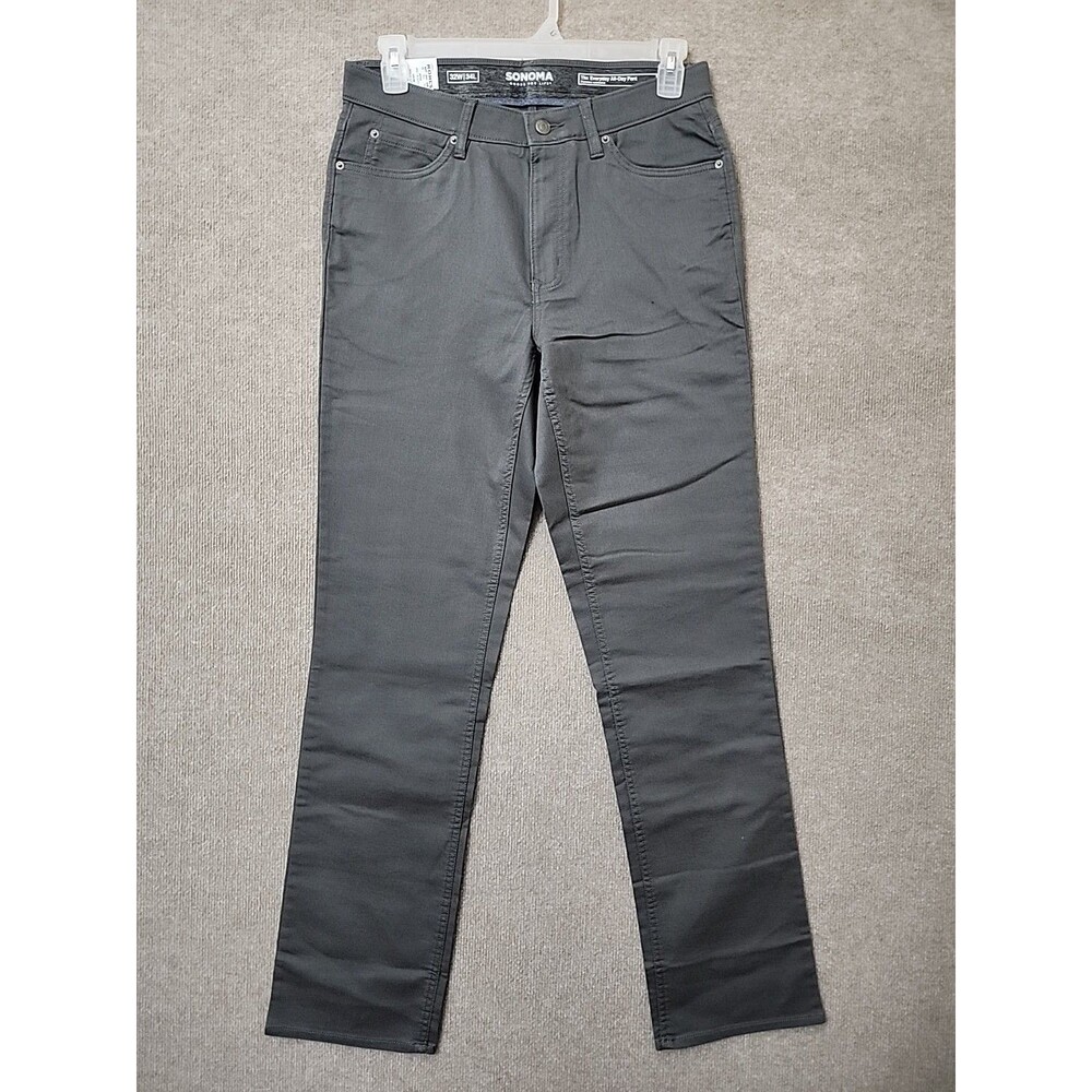 Sonoma Everyday All Day Pants Mens 32x34 Gray Straight Fit Flexwear Waist NEW